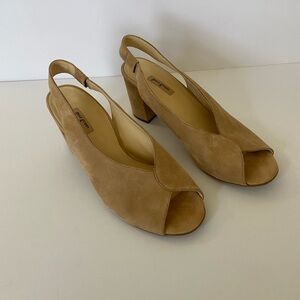 Paul Green Tan Peep-Toe Slingback Heels